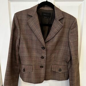 BCBGMaxAzria brown plaid cropped blazer size M